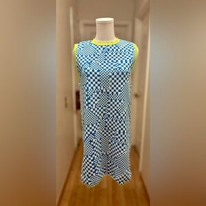 ZARA blue and white patterned shift dress sz S